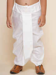 Boys Solid White Colour Art Silk Dhoti Pant