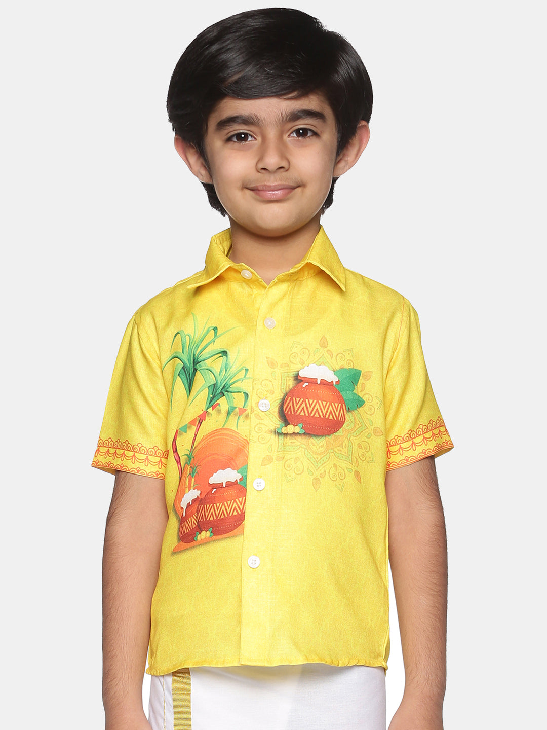 Boys Traditional Pop Colour Shirt Dhoti Set
