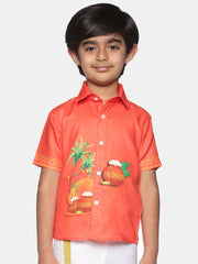 Boys Traditional Pop Colour Shirt Dhoti Set