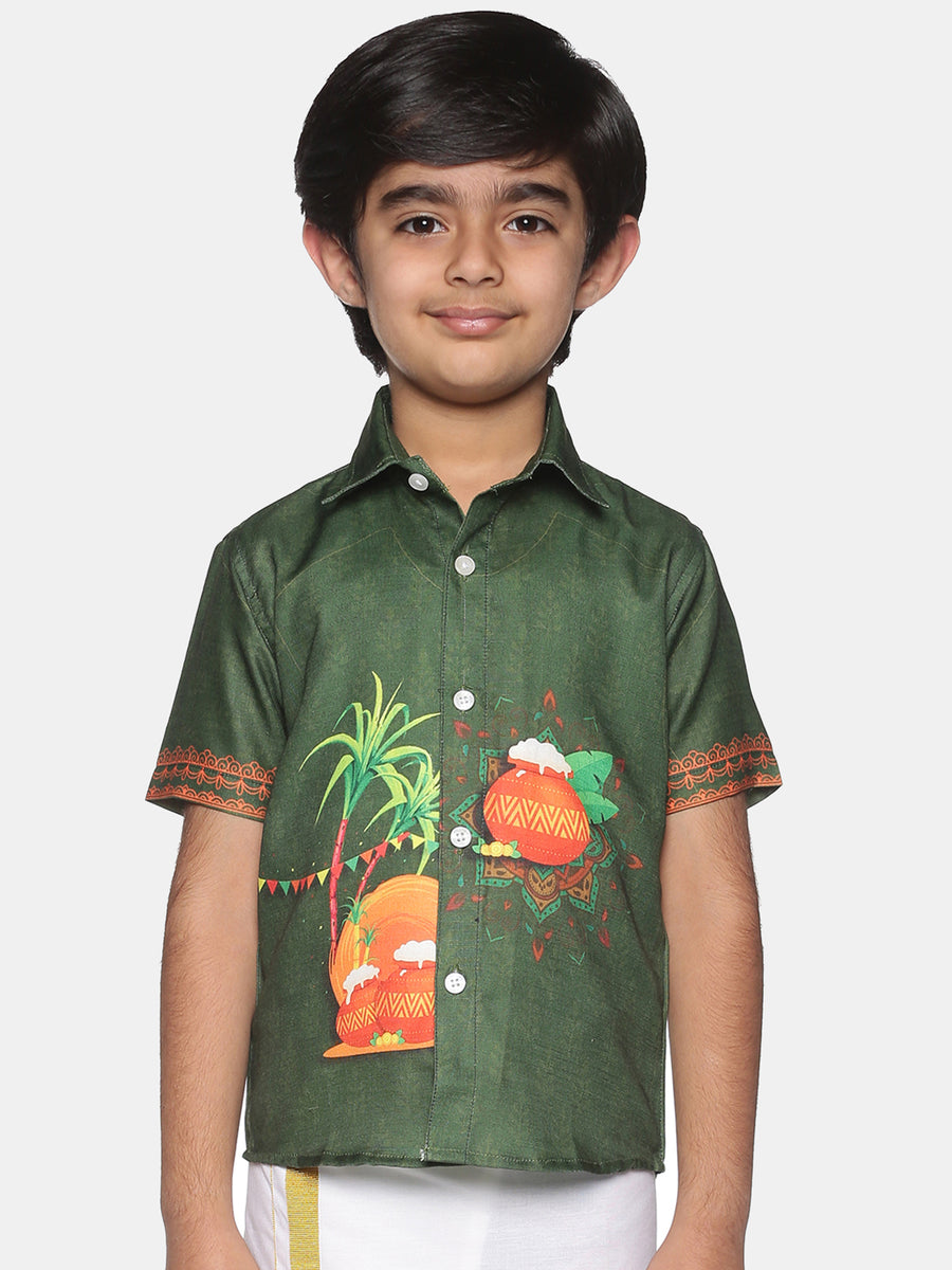 Boys Traditional Pop Colour Shirt Dhoti Set