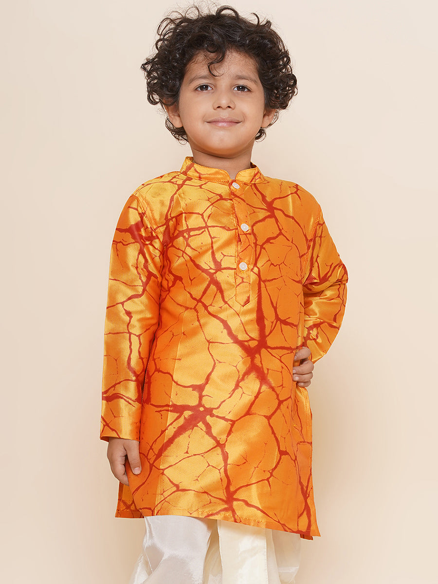 Boys Yellow Colour Printed Kurta