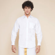 Men Cotton White Full Sleeve Shirt