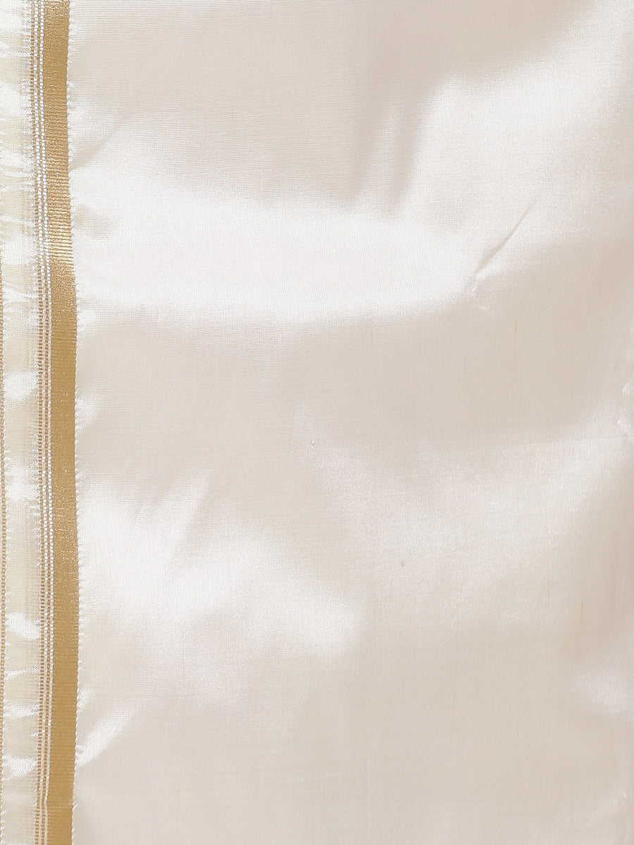 Men Cream Colour Art Silk Readymade Pocket Dhoti