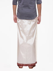 Men Cream Colour Art Silk Readymade Pocket Dhoti