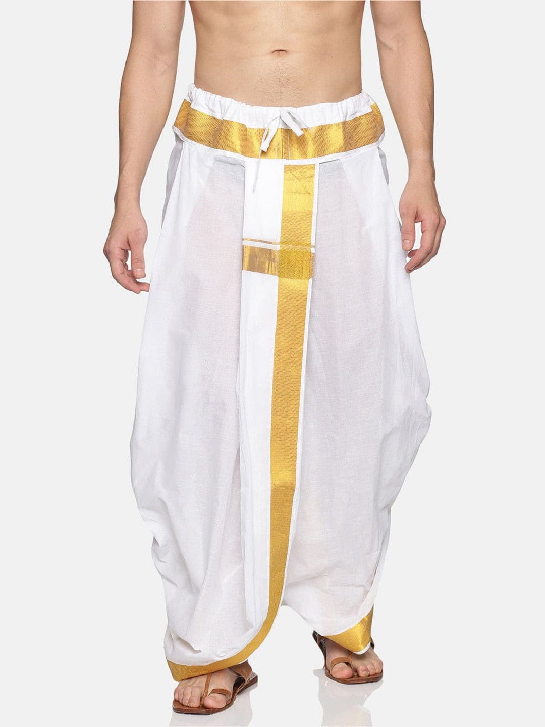 Men White Colour Cotton Dhoti Pant / Panjakejam