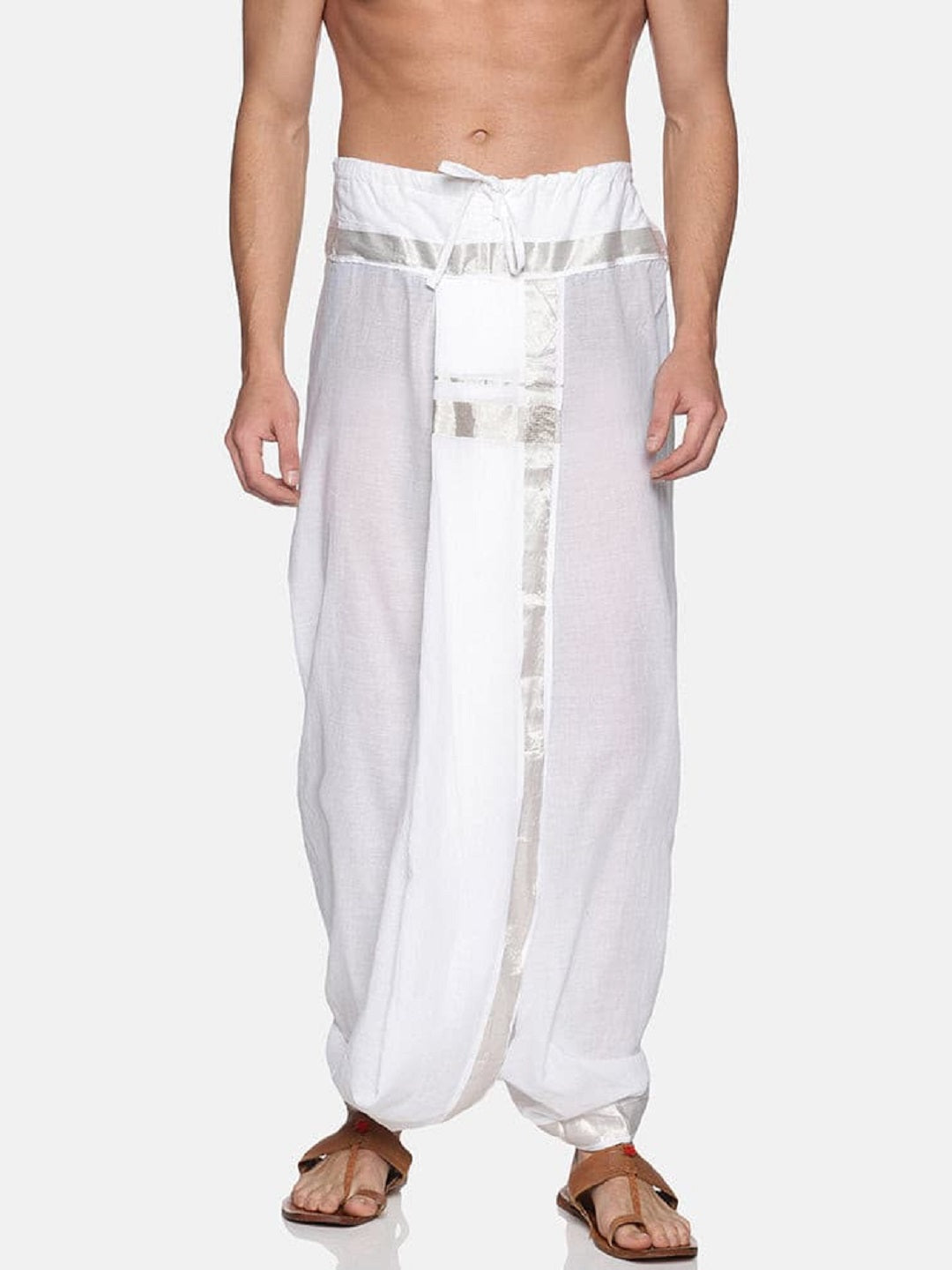 Men White Colour Cotton Dhoti Pant / Panjakejam