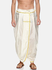 Men Off White Colour Polyester Viscose Dhoti Pant / Panjakejam