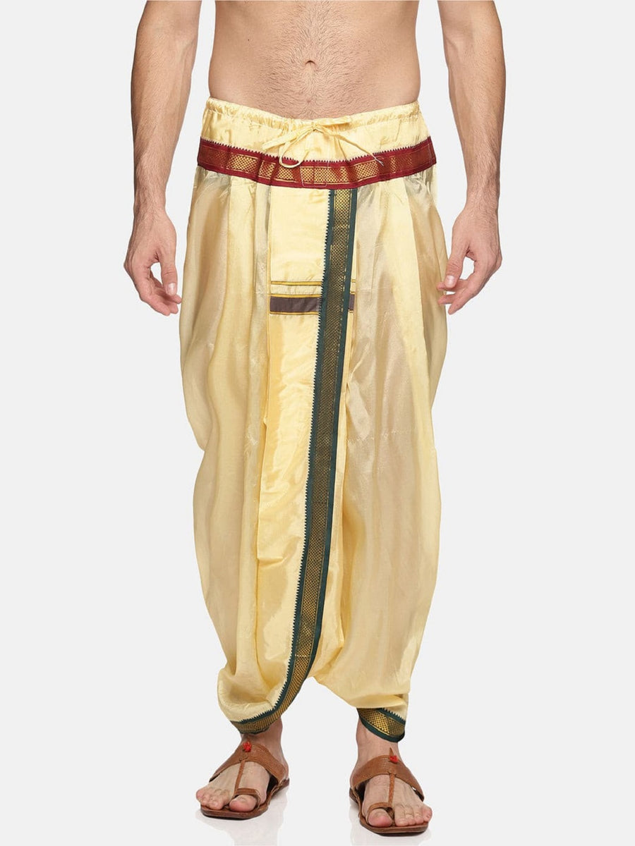 Men Mustard Colour Art Silk Dhoti Pant.