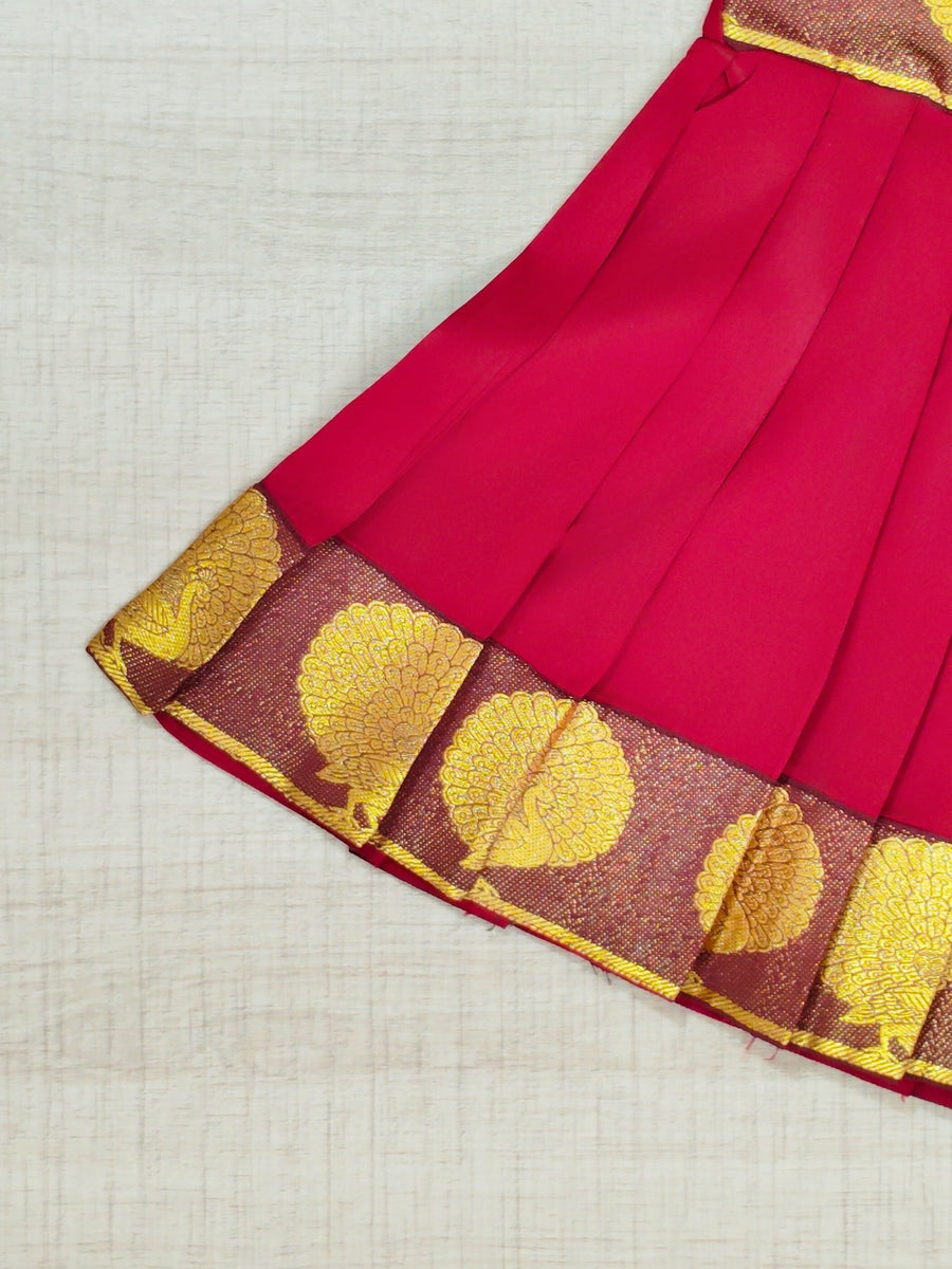 Girls Ethnic Silk Finish Pavadai set