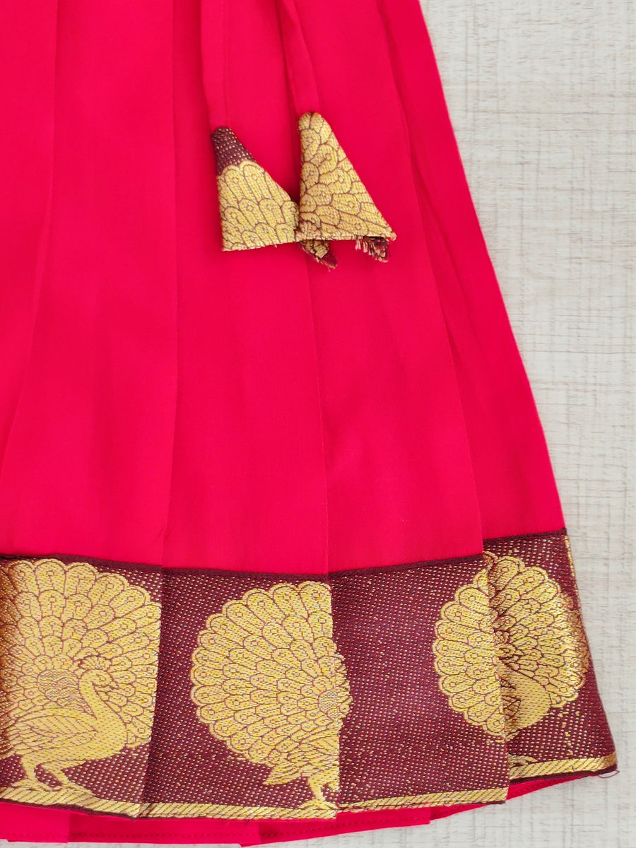 Girls Ethnic Silk Finish Pavadai set