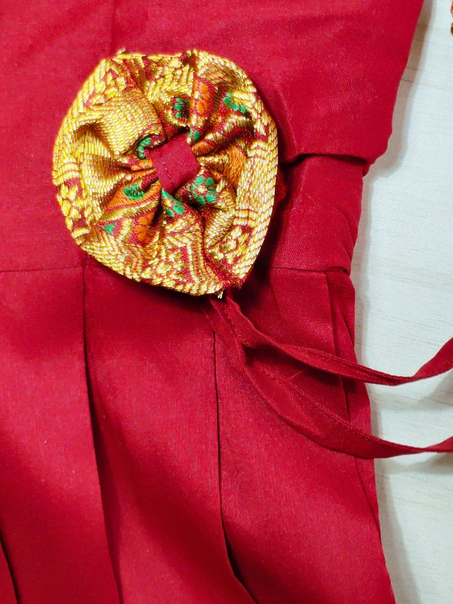 Girls Ethnic Silk Finish Pavadai set