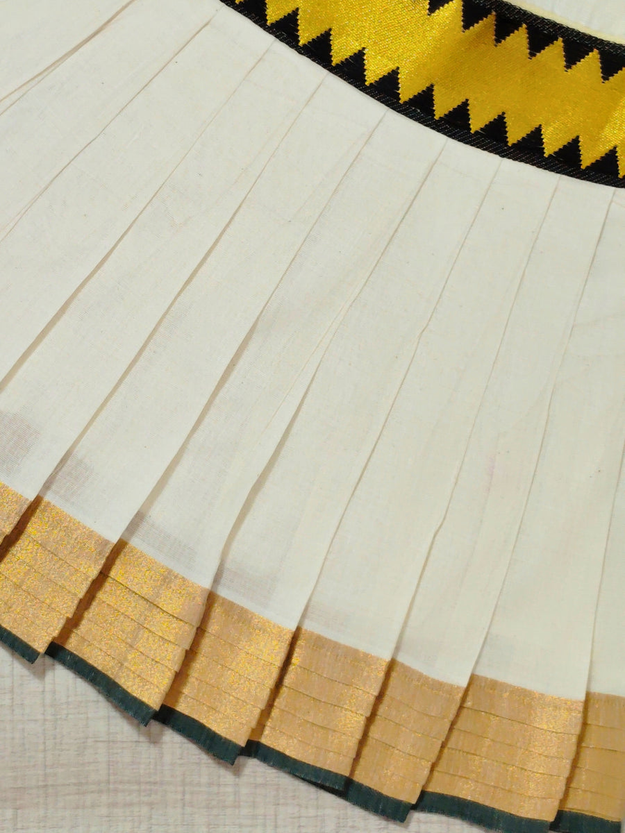 Girls Ethnic Kerala Kasavu Pavadai Set