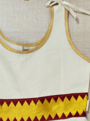 Girls Ethnic Kerala Kasavu Pavadai Set