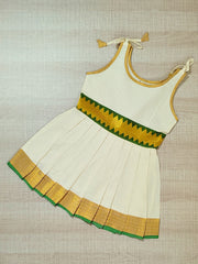 Girls Ethnic Kerala Kasavu Pavadai Set