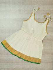 Girls Ethnic Kerala Kasavu Pavadai Set