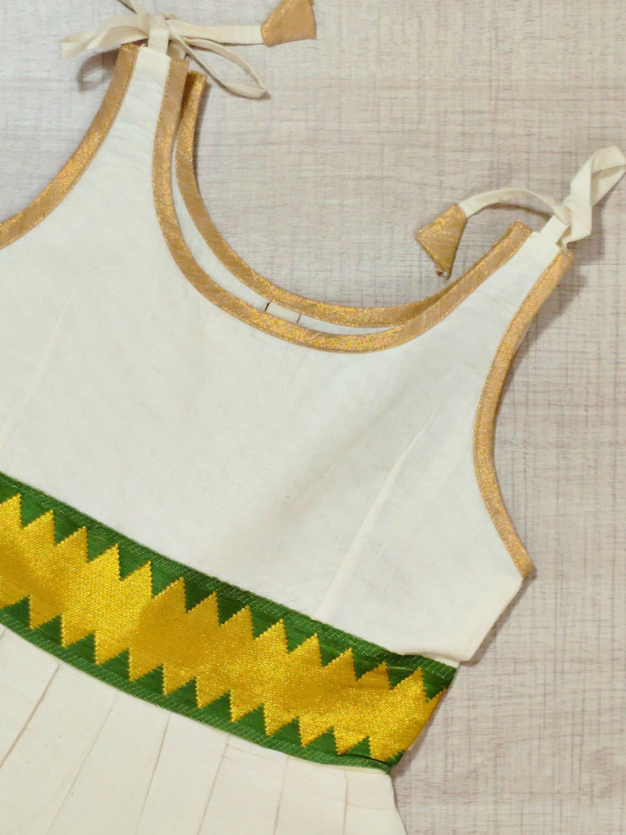 Girls Ethnic Kerala Kasavu Pavadai Set