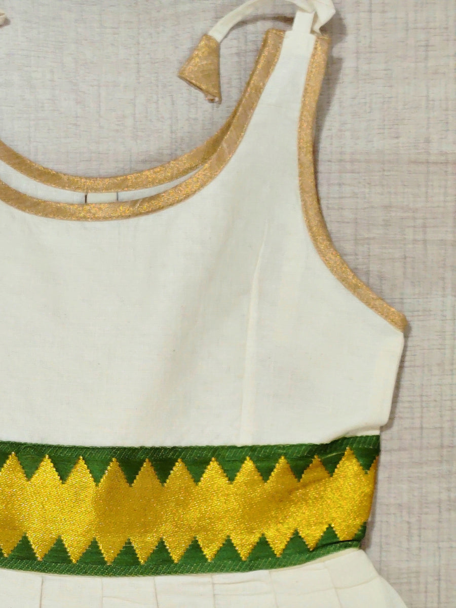 Girls Ethnic Kerala Kasavu Pavadai Set