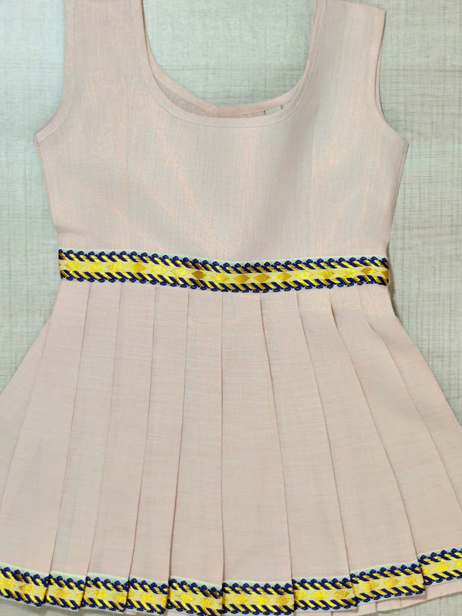 Girls Solid Color Ethnic Pavadai Set