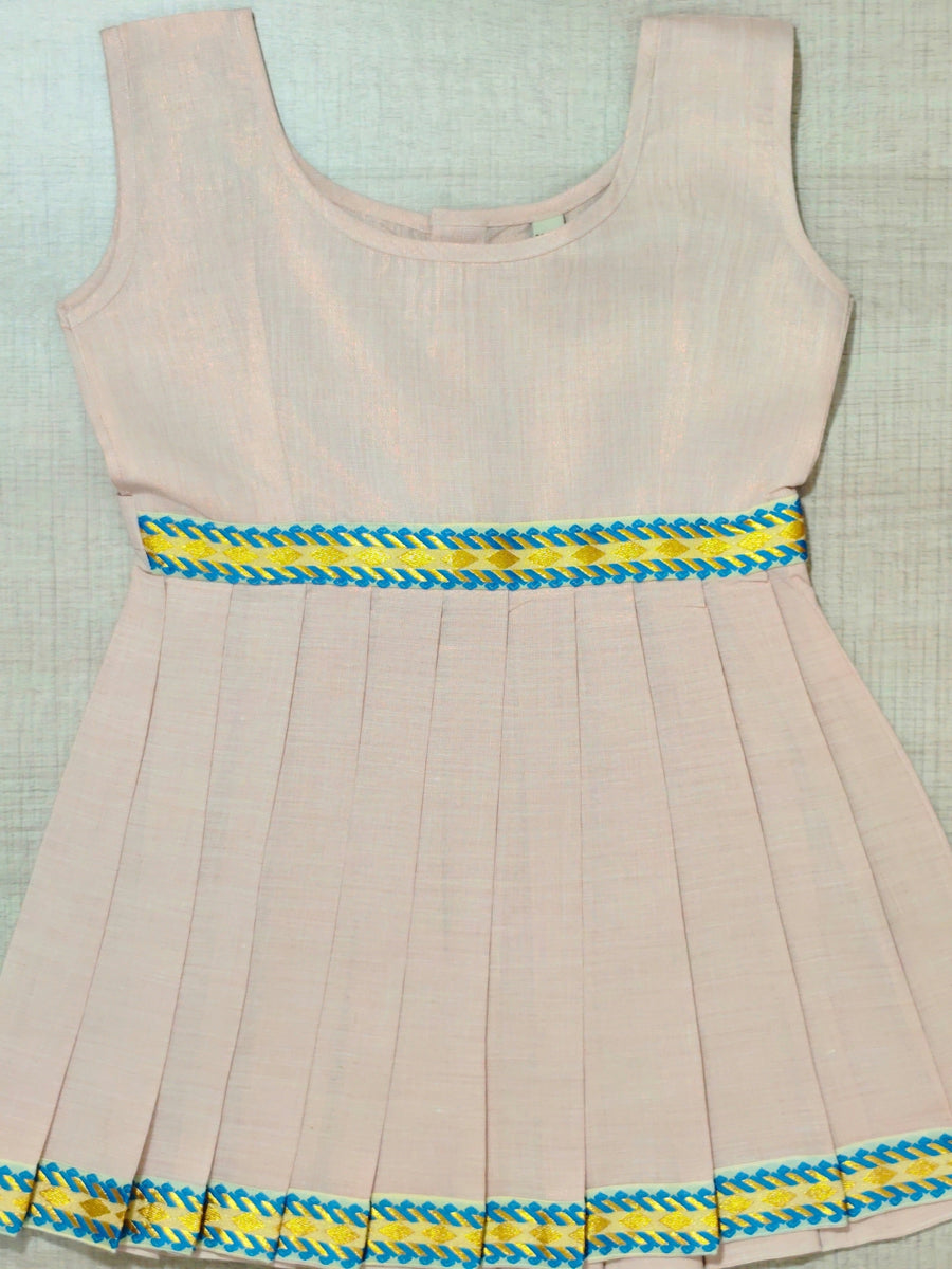 Girls Solid Color Ethnic Pavadai Set