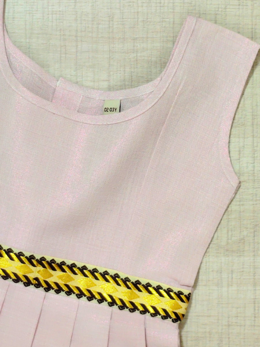 Girls Solid Color Ethnic Pavadai Set