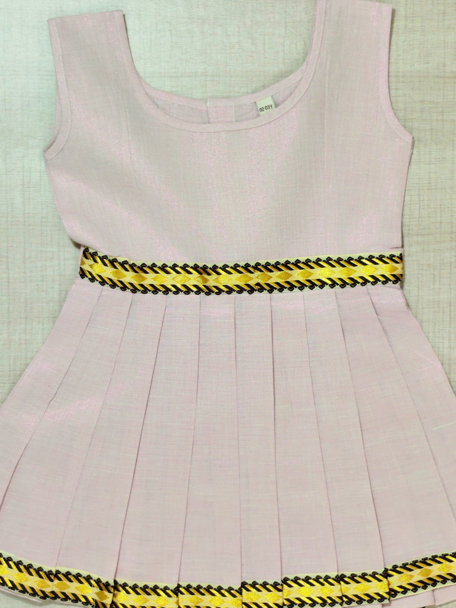 Girls Solid Color Ethnic Pavadai Set