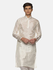 Men Off White Colour Polyester Viscose Kurta