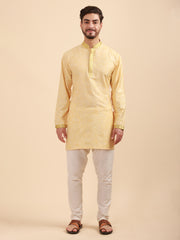 Men Floral Print Poly Viscose Mandarin Collar Kurta