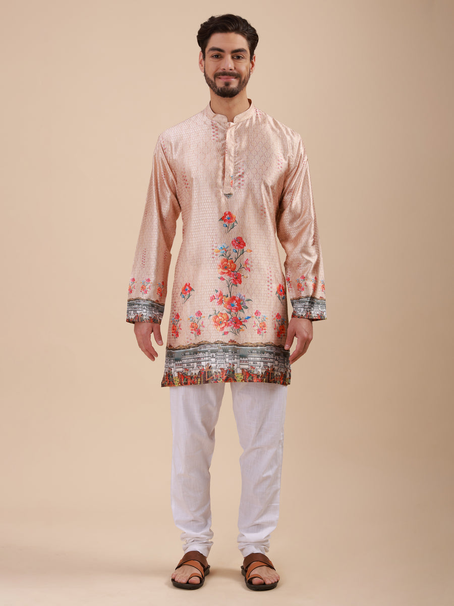 Men Floral Printed Woven Design Kurta & Pyjama Set