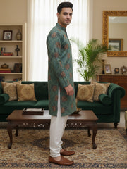 Men Digital Print Cotton Kurta | Mandarin Collar, Side Pockets, Button Closure | Ethnic Wear for Men – Machine Washable