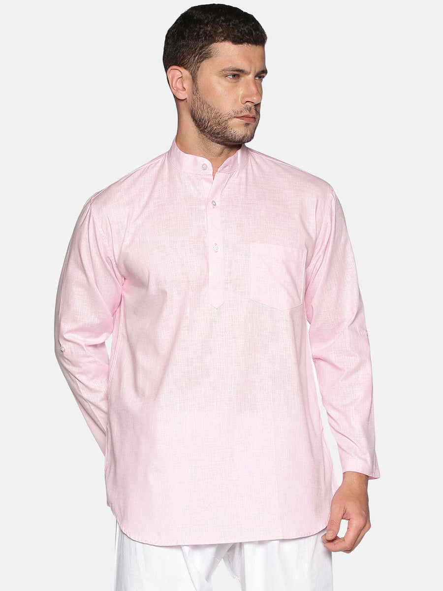 Men Slub Cotton Maroon Colour Short Kurta.