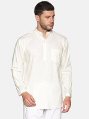 Men Slub Cotton Maroon Colour Short Kurta.