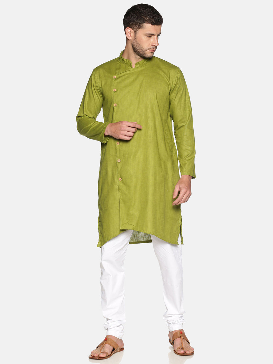 Men Slub Cotton Cream Colour Designer Kurta.