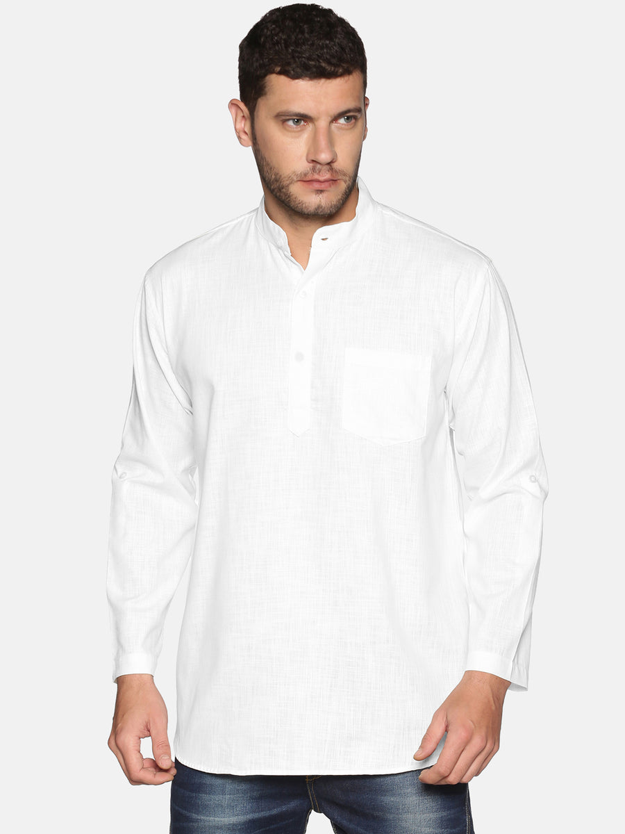 Men Slub Cotton Maroon Colour Short Kurta.