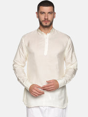 Men Jacquard Art Silk Solid Colour Short Kurta