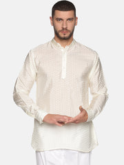 Men Jacquard Art Silk Solid Colour Short Kurta