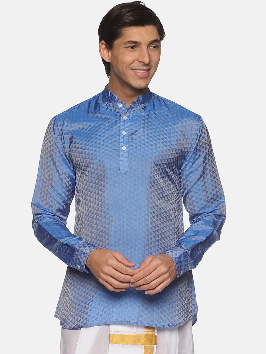 Men Jacquard Art Silk Solid Colour Short Kurta