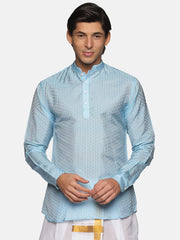 Men Jacquard Art Silk Solid Colour Short Kurta