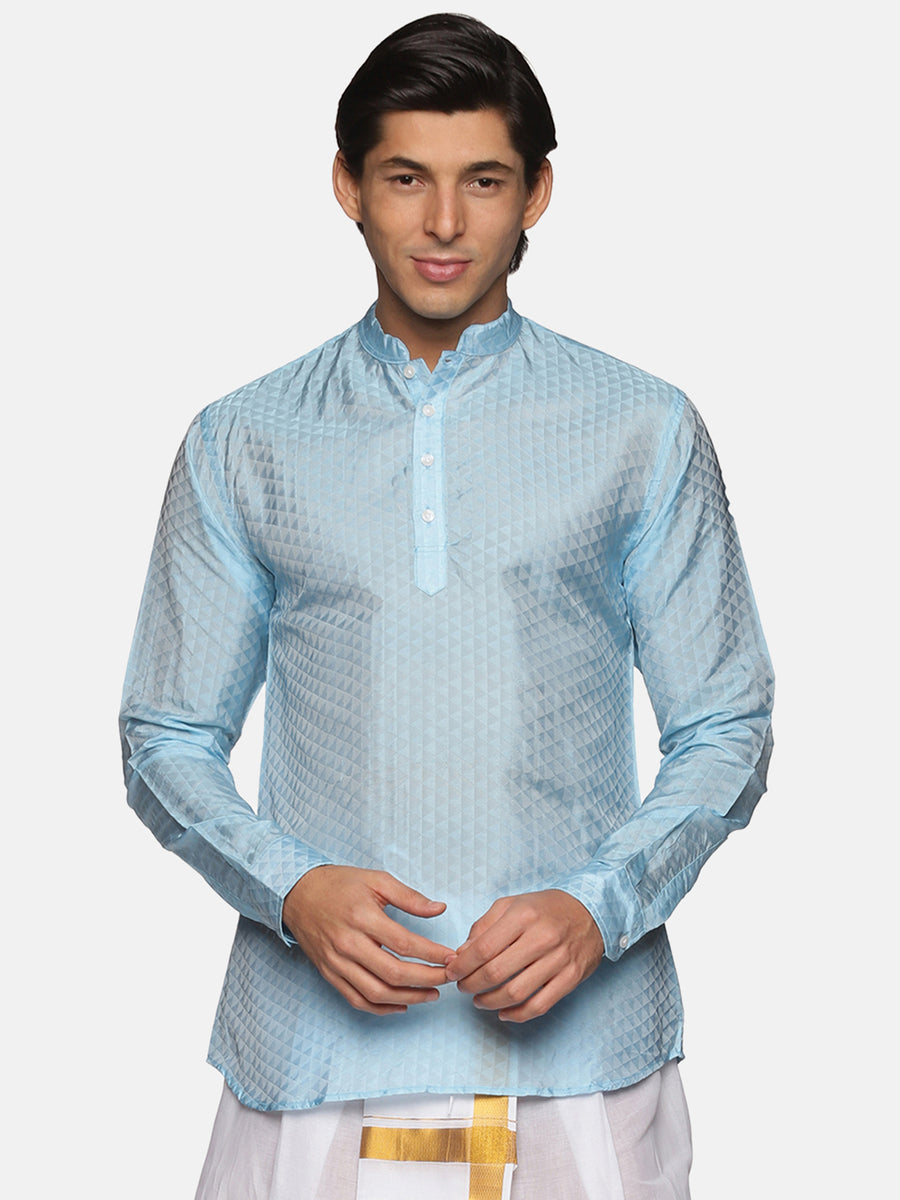 Men Jacquard Art Silk Solid Colour Short Kurta