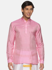 Men Jacquard Art Silk Solid Colour Short Kurta