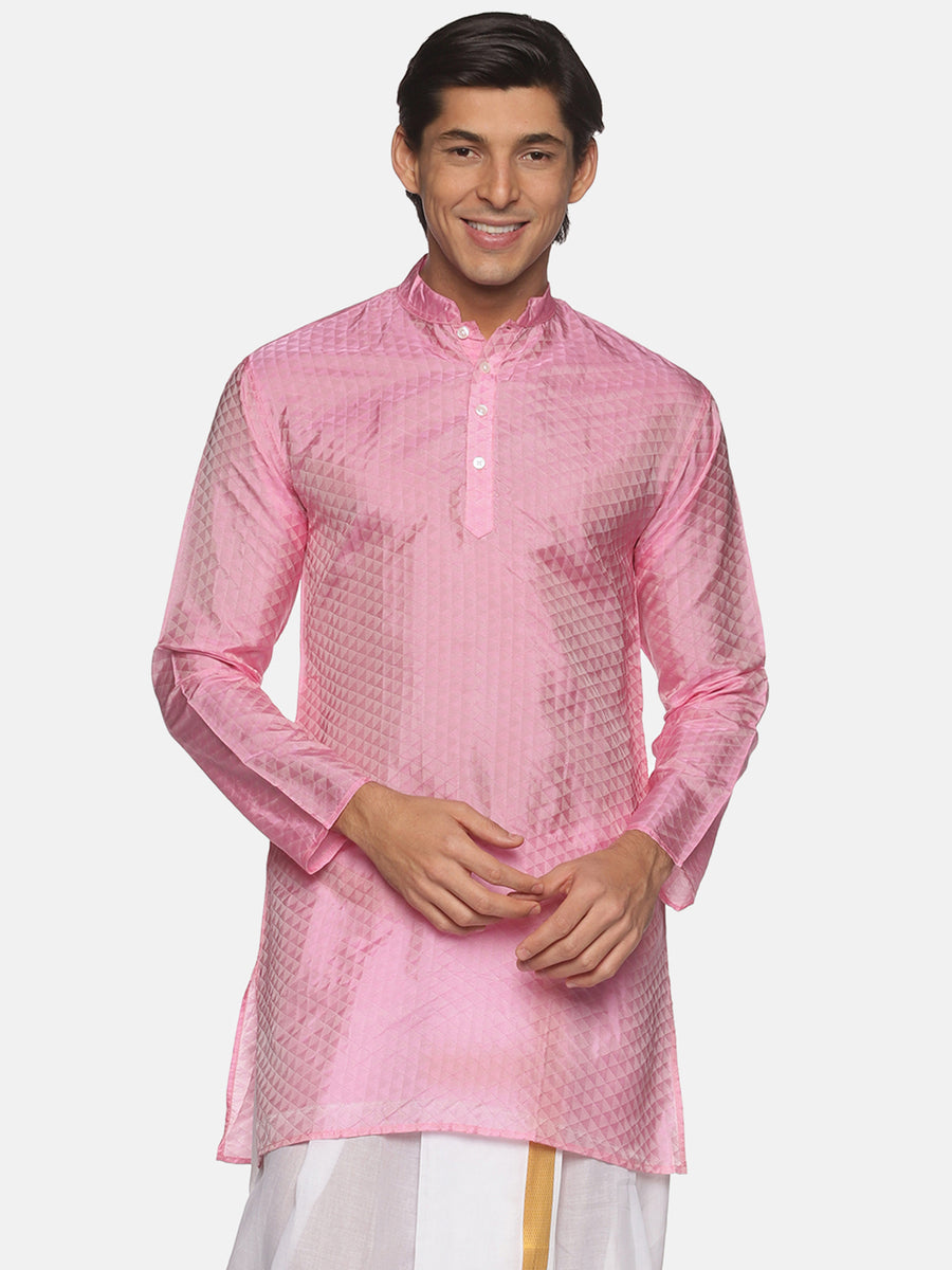 Men Jacquard Art Silk Blue Colour Long Kurta.