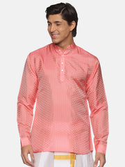 Men Jacquard Art Silk Solid Colour Short Kurta