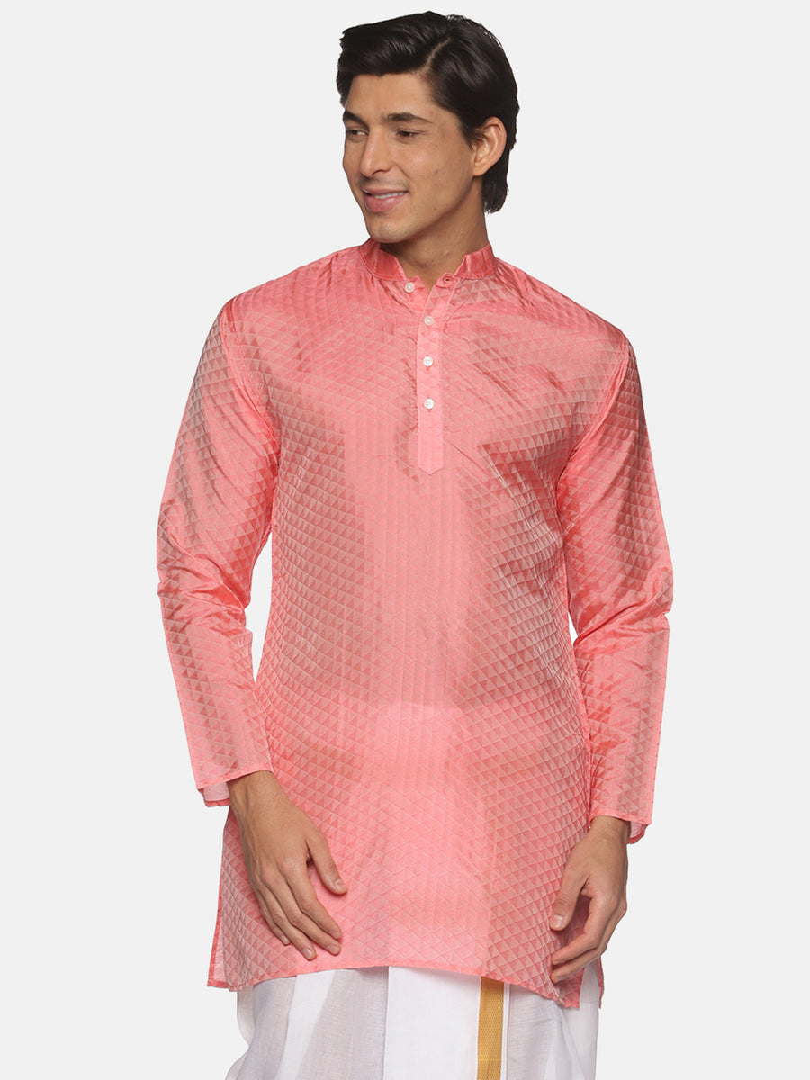 Men Jacquard Art Silk Blue Colour Long Kurta.