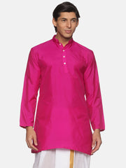 Men Butter Silk Yellow Colour Long Kurta.