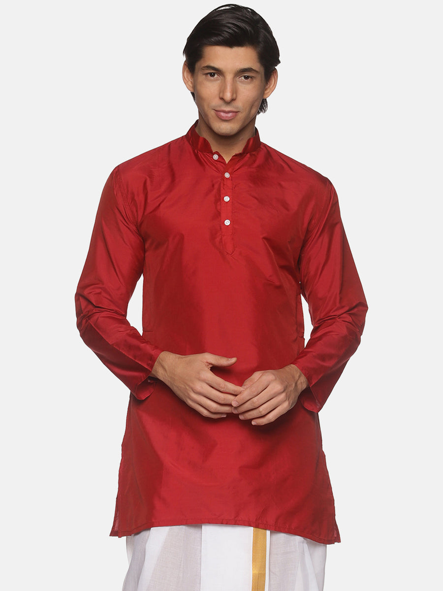 Men Butter Silk Yellow Colour Long Kurta.