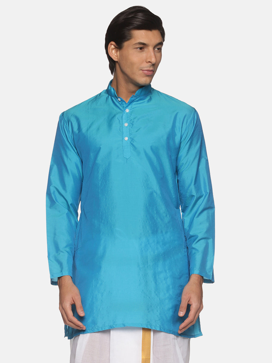 Men Butter Silk Yellow Colour Long Kurta.