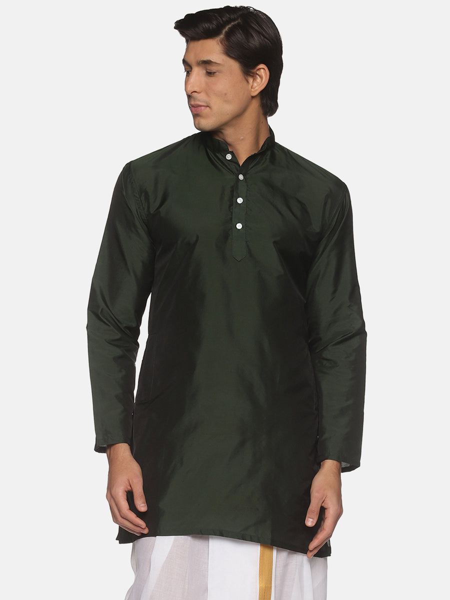 Men Butter Silk Yellow Colour Long Kurta.
