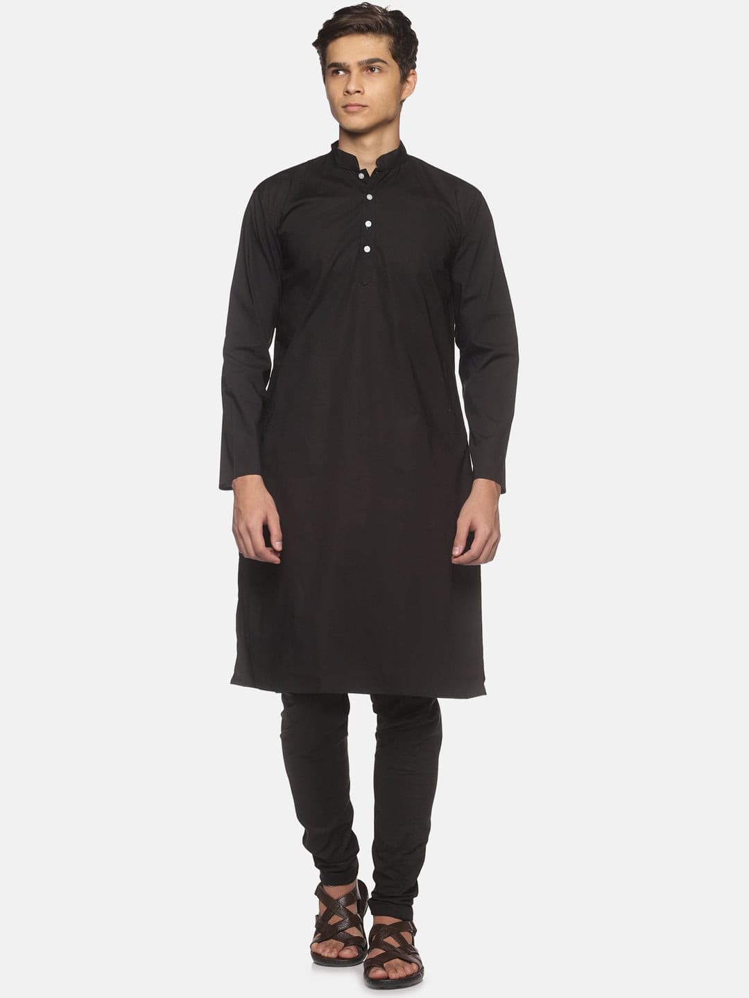 Men Black Colour Cotton Kurta Pyjama Set