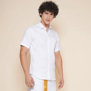 Men Premium Cotton White Half Sleeve Shirt