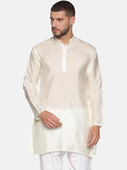 Men Jacquard Triangle Self Design Long Kurta