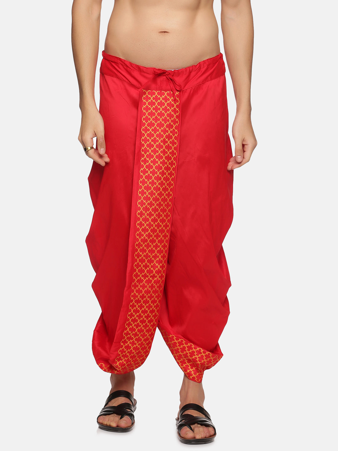 Men Red Colour Polyester Panjakejam  Dhoti Pant